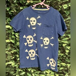 Mini Boden Skull T Shirt Blue Yellow Boys 9-10 yr old